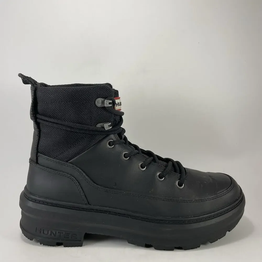 Hunter Original Commando Boots Womens Size 9 Black Waterproof Insulated Lace Up